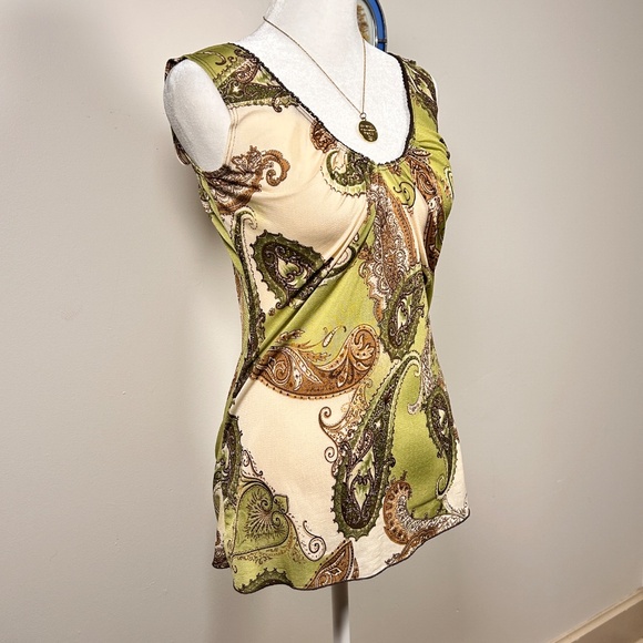 Y2K Green Paisley Tank - Picture 2 of 8